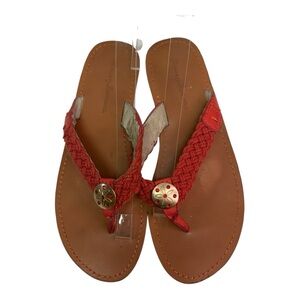 Tommy Bahama Red Woven Thong Flip Flop Sandals Women